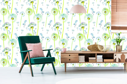 Wallpaper Colorful Dandelions Painted With Watercolors