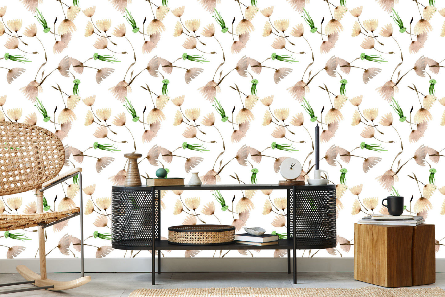 Wallpaper Dandelion Seeds Painted In Watercolor