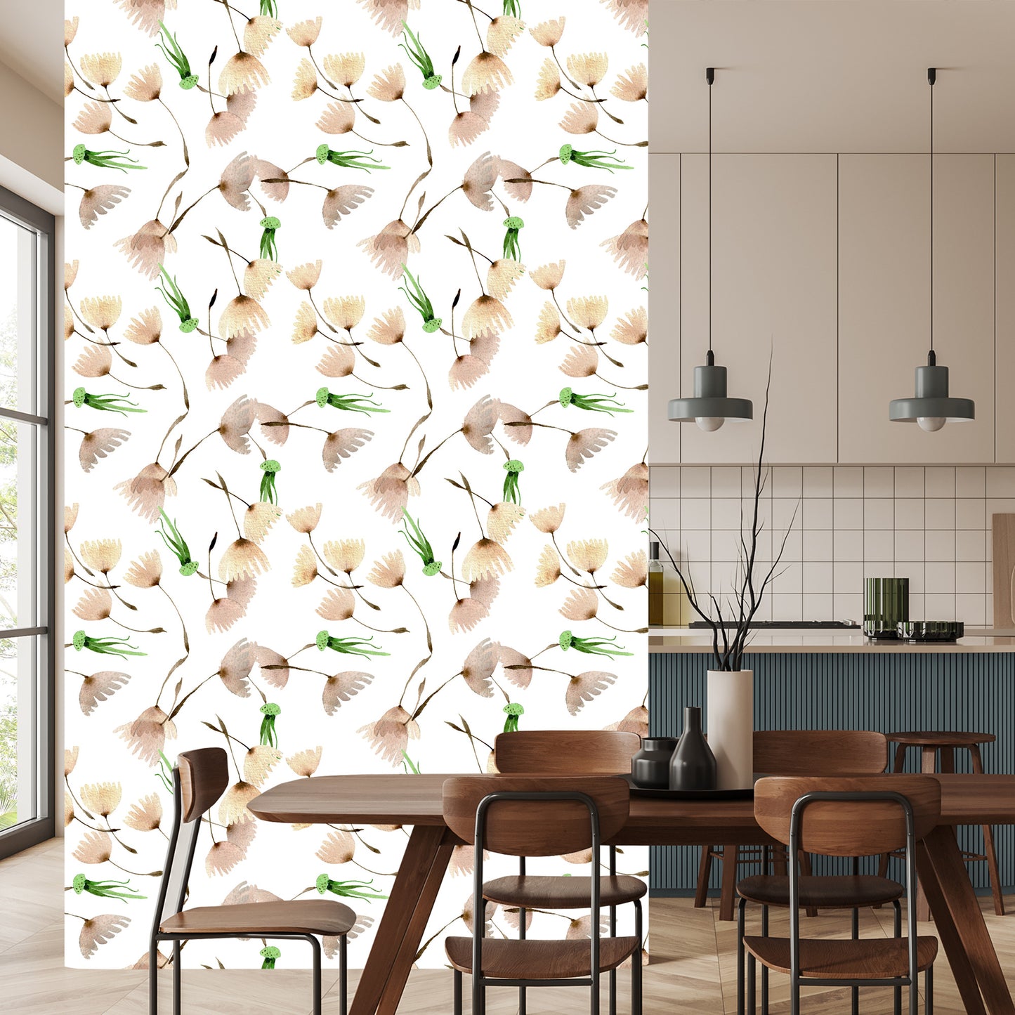 Wallpaper Dandelion Seeds Painted In Watercolor