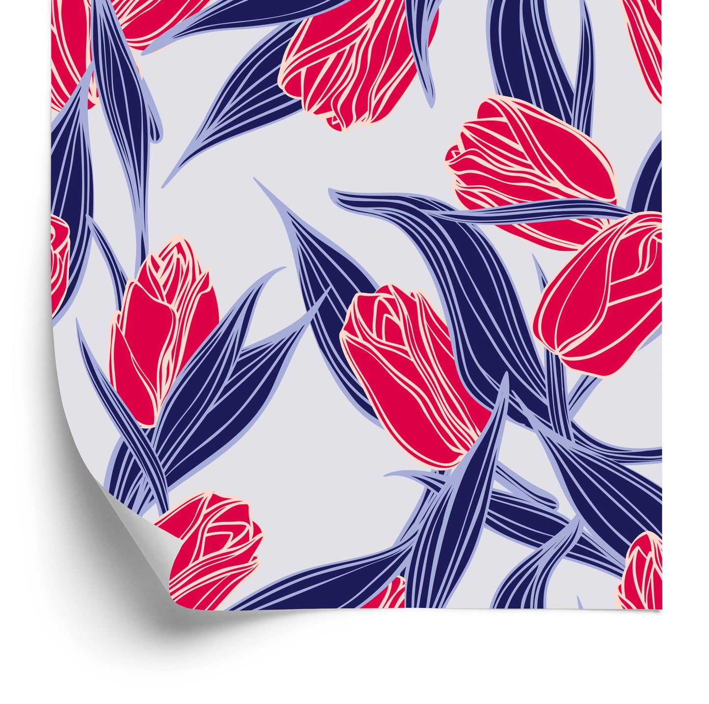 Wallpaper Painted Tulip Bouquets
