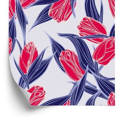 Wallpaper Painted Tulip Bouquets