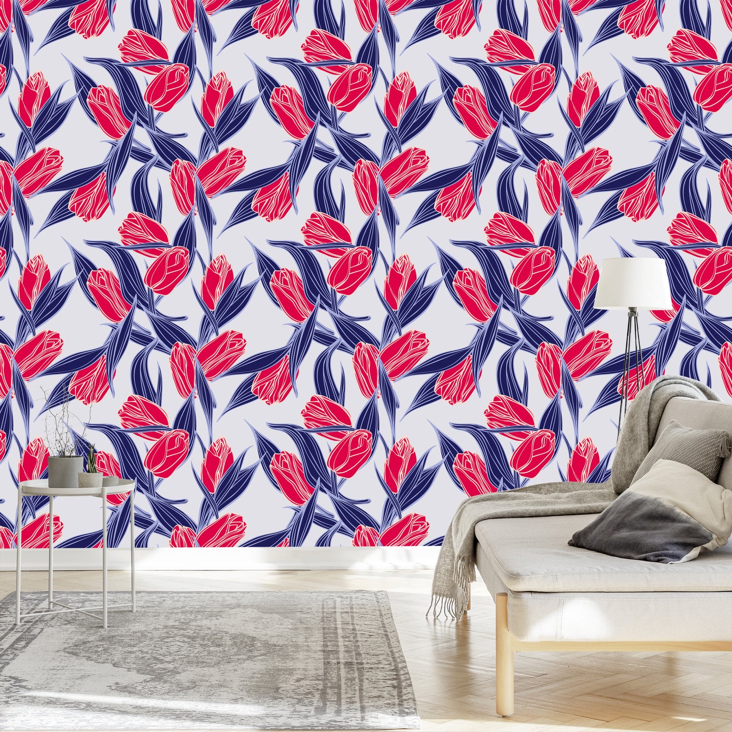 Wallpaper Painted Tulip Bouquets