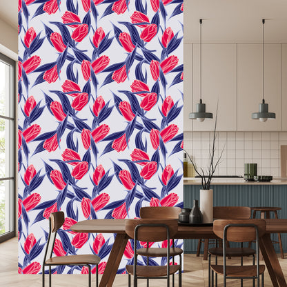 Wallpaper Painted Tulip Bouquets
