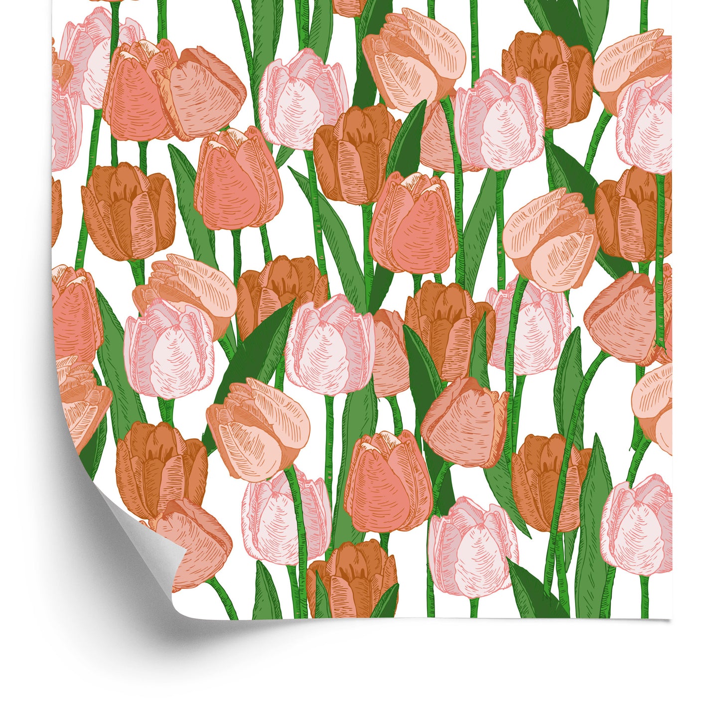 Wallpaper Spring Tulips In Vintage Style