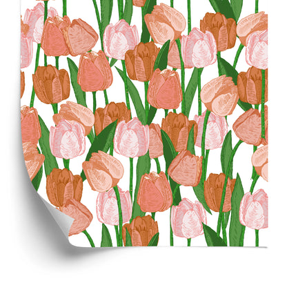 Wallpaper Spring Tulips In Vintage Style