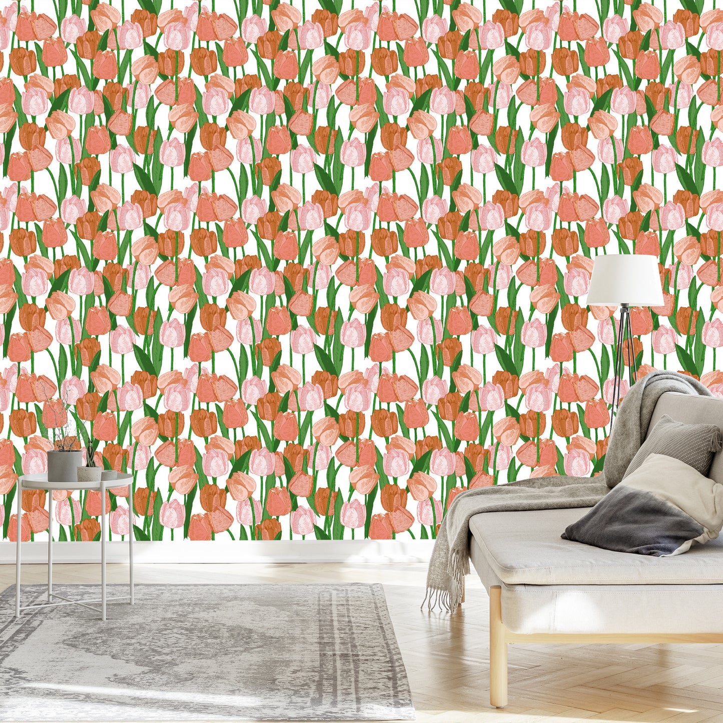 Wallpaper Spring Tulips In Vintage Style