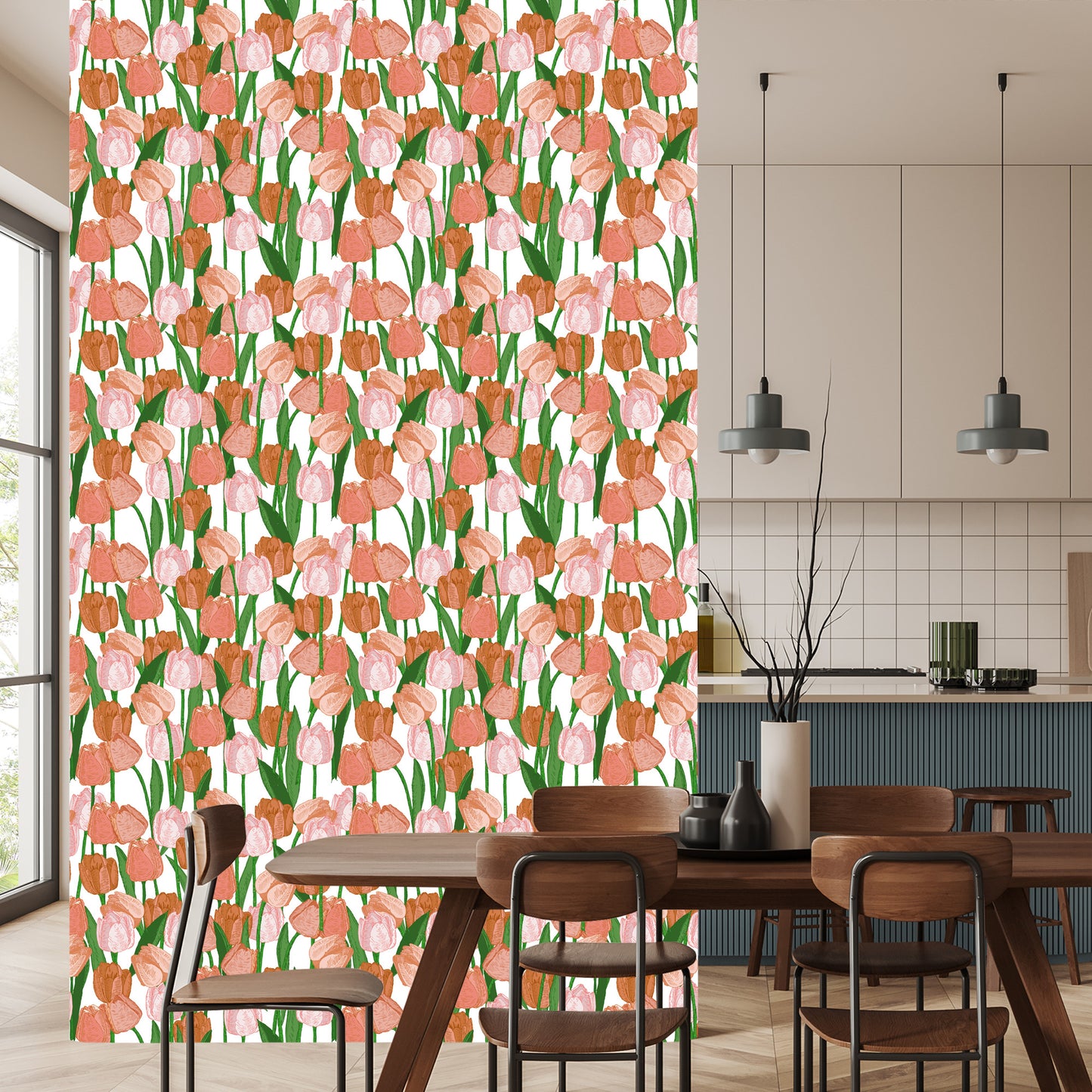 Wallpaper Spring Tulips In Vintage Style