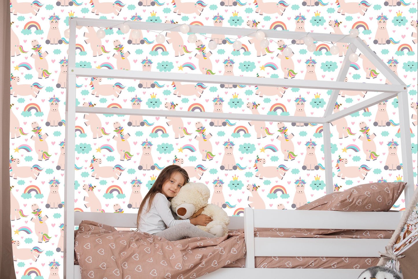 Wallpaper For Children - Unicorns And Rainbow