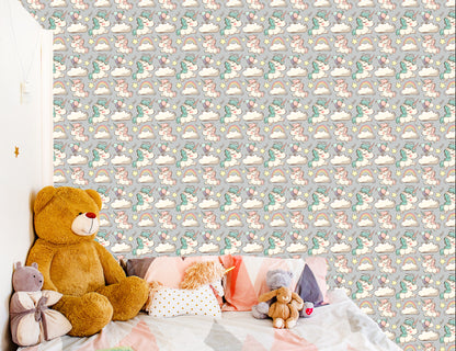 Wallpaper For Children - Smiling Unicorns