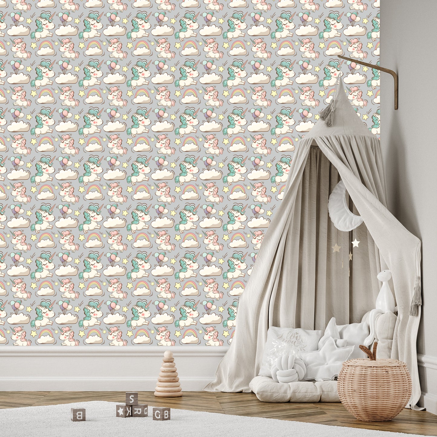 Wallpaper For Children - Smiling Unicorns