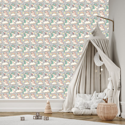 Wallpaper For Children - Smiling Unicorns