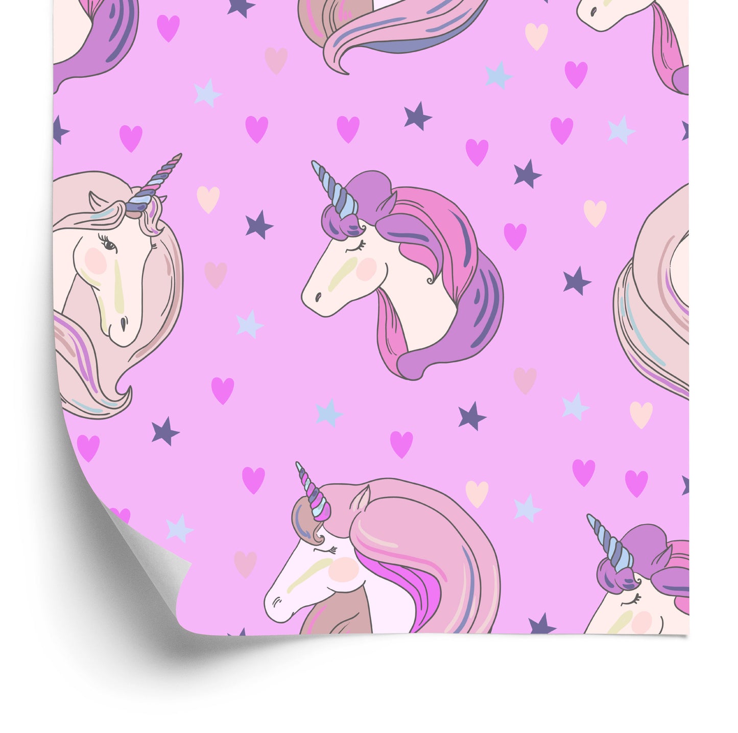 Wallpaper For Children - Unicorns On The Background Of Stars And Hearts