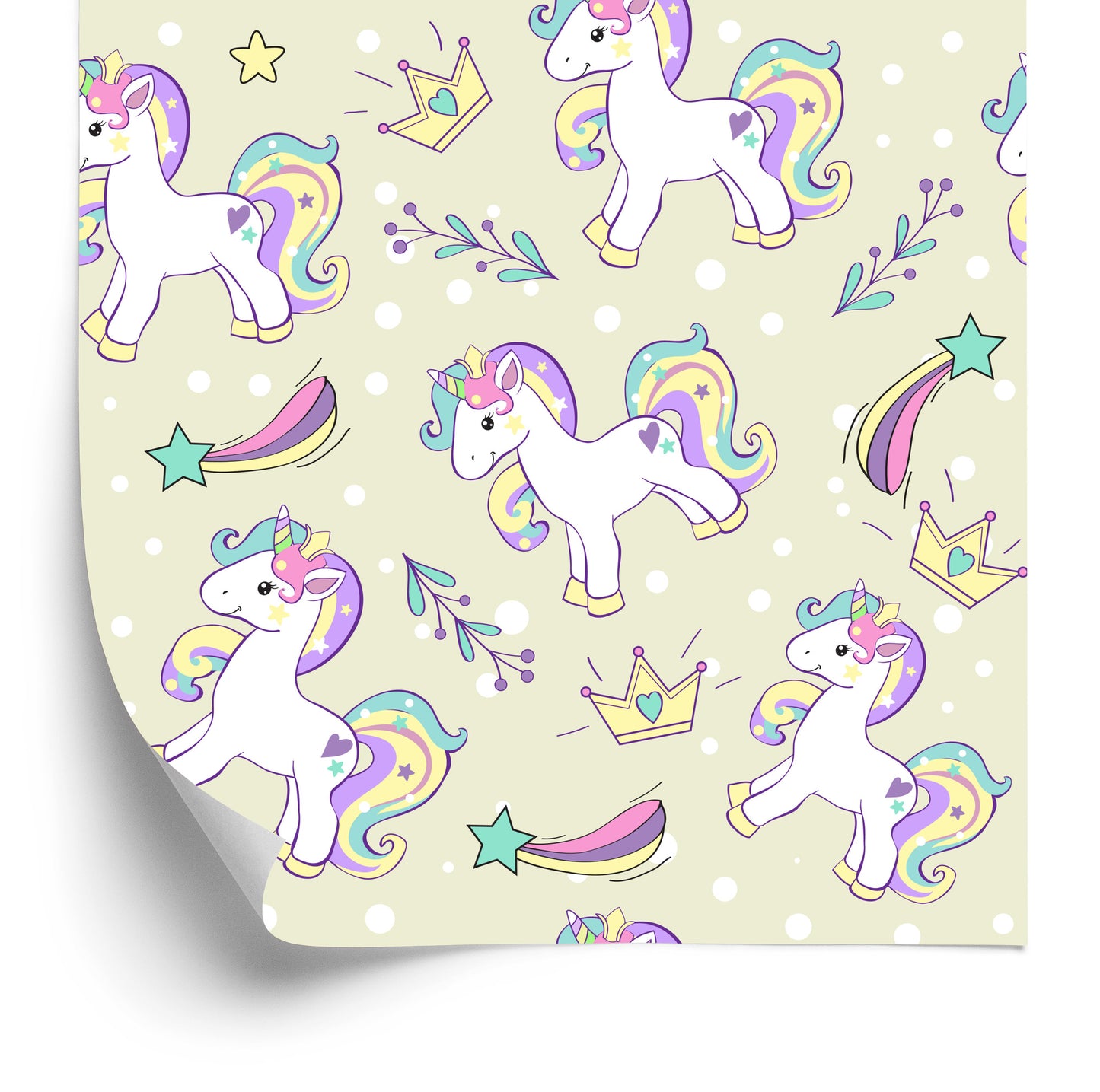 Wallpaper For Children - Unicorns Against The Background Of Falling Stars