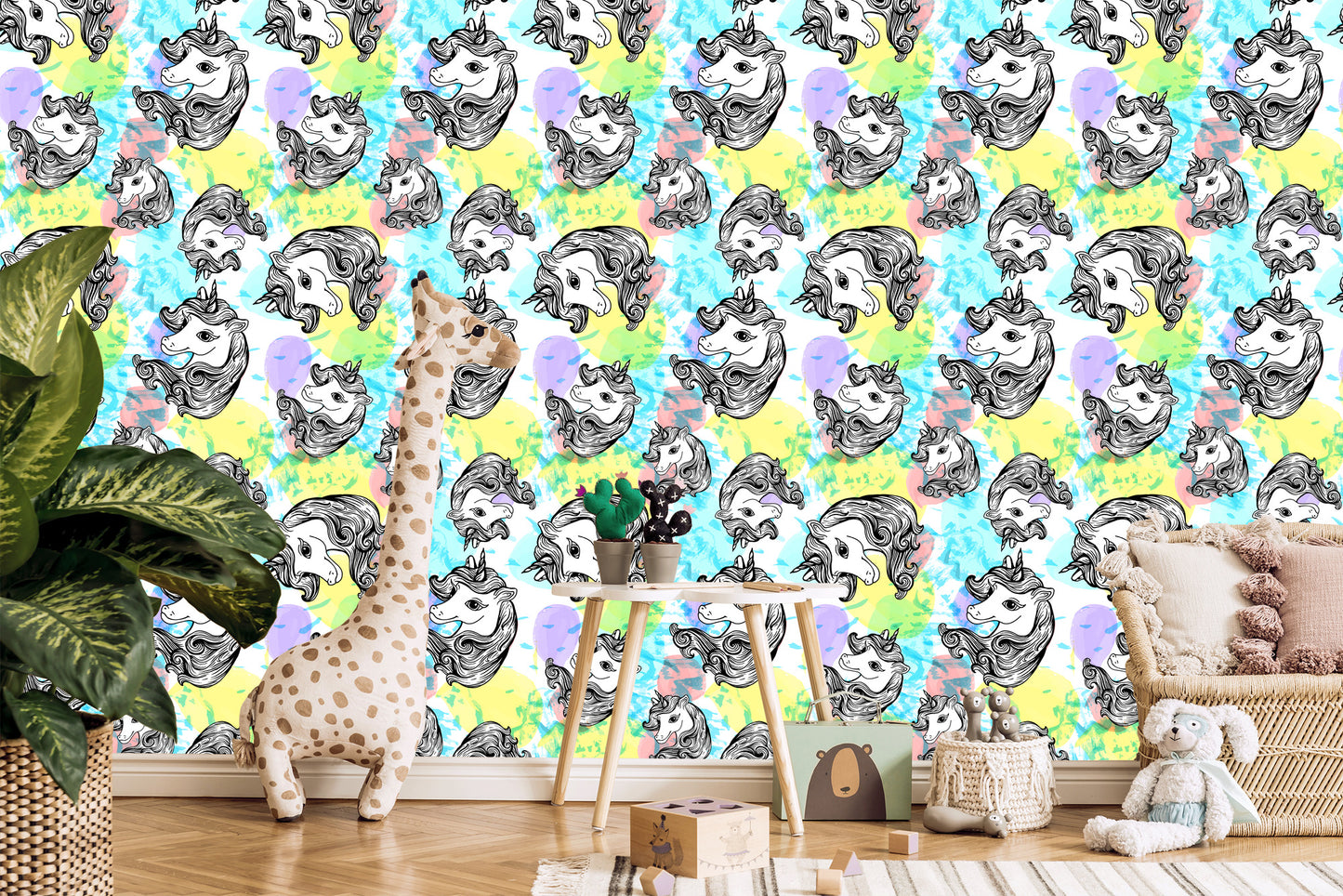 Wallpaper For Children - Smiling Unicorns