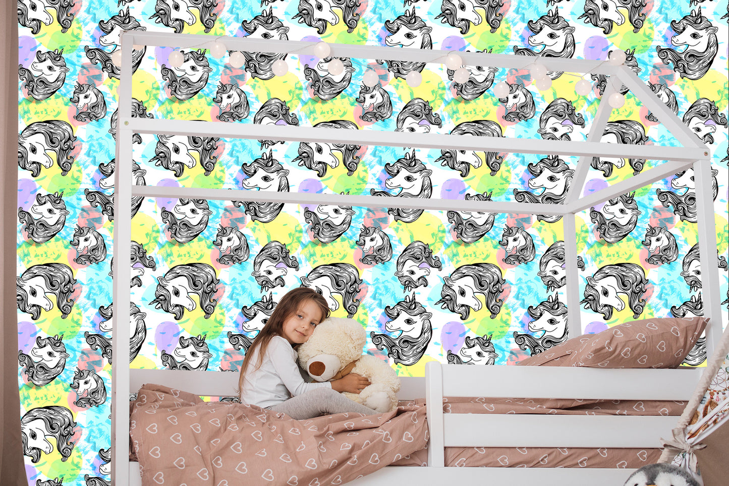Wallpaper For Children - Smiling Unicorns