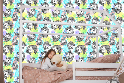 Wallpaper For Children - Smiling Unicorns