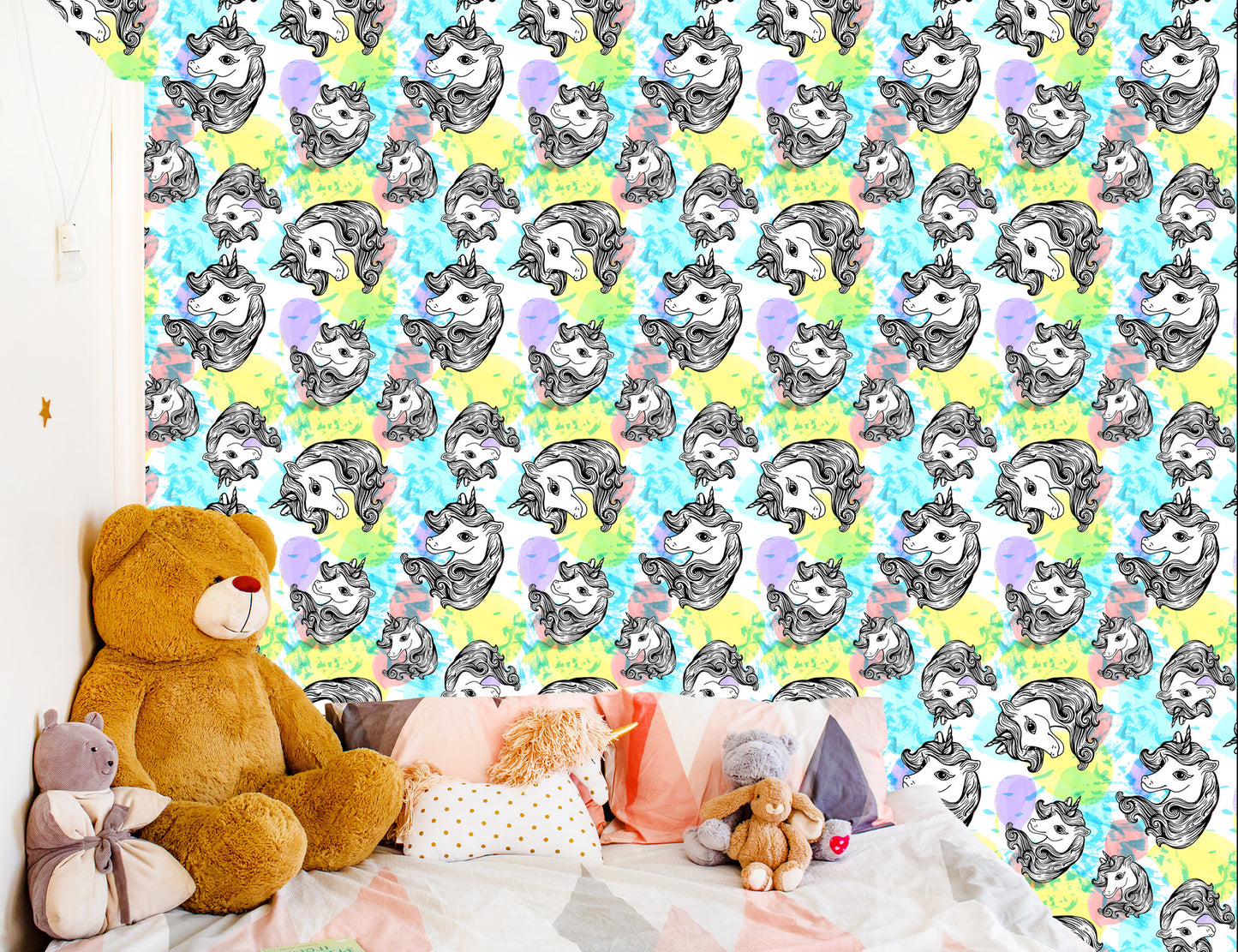 Wallpaper For Children - Smiling Unicorns