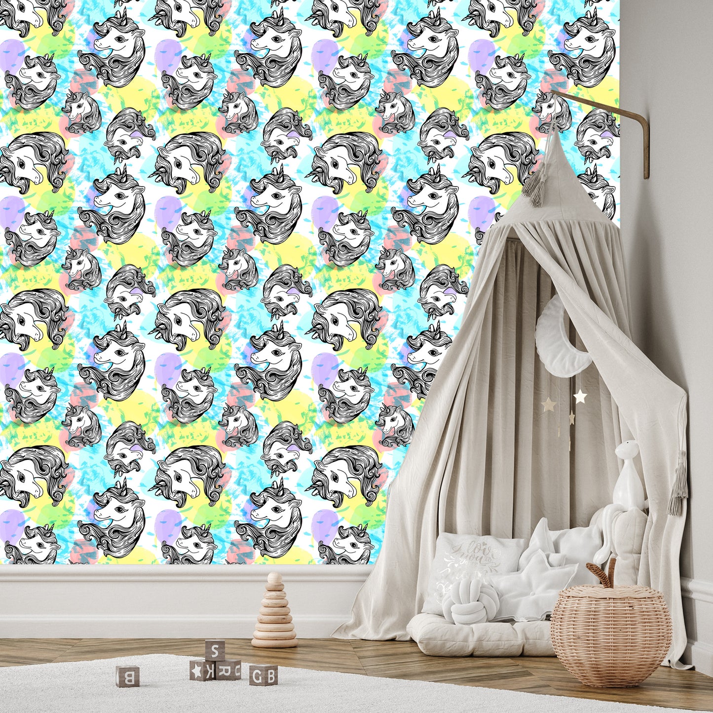 Wallpaper For Children - Smiling Unicorns