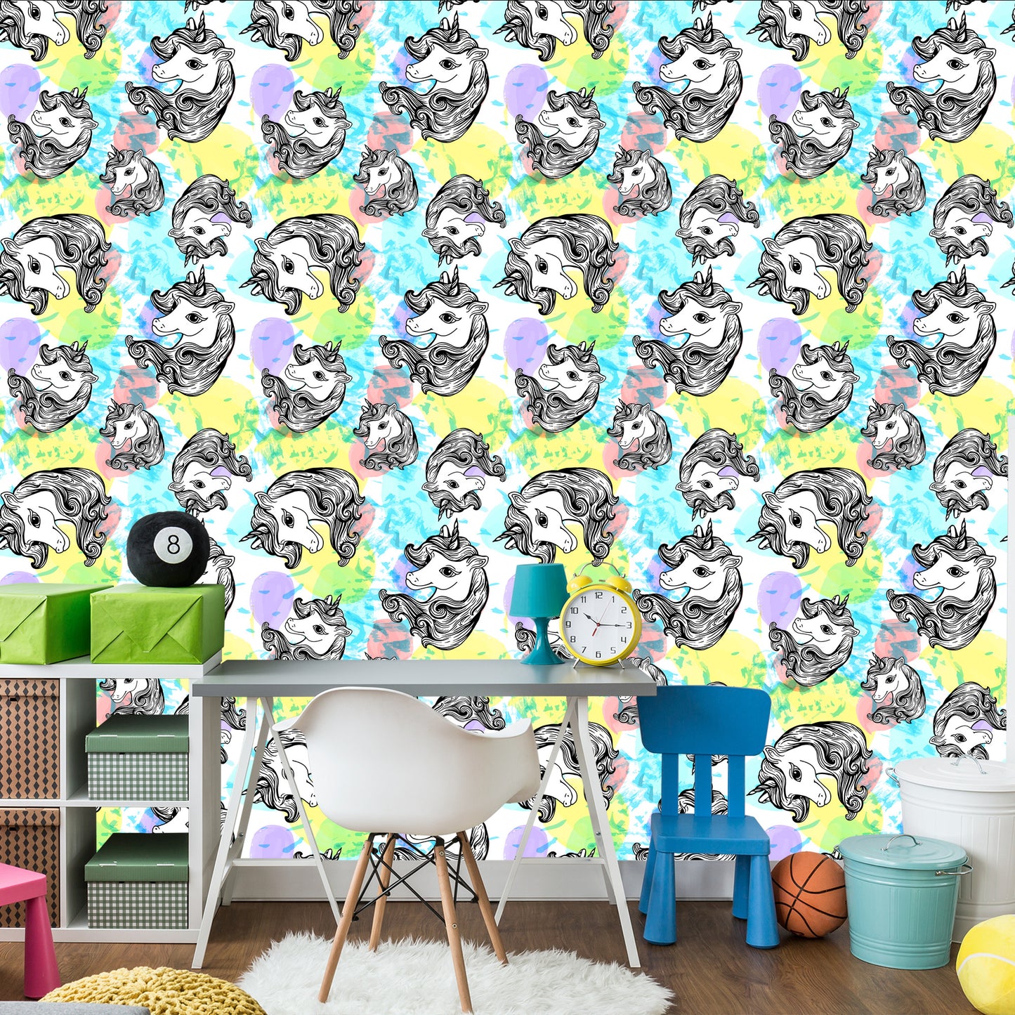 Wallpaper For Children - Smiling Unicorns