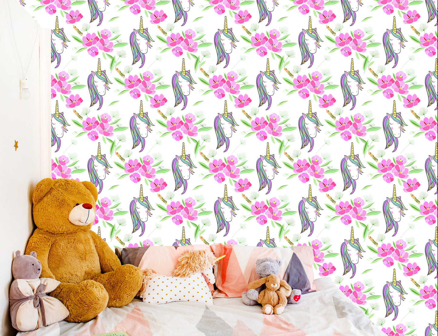 Wallpaper For Children - Sleeping Unicorns On The Background Of Flowers