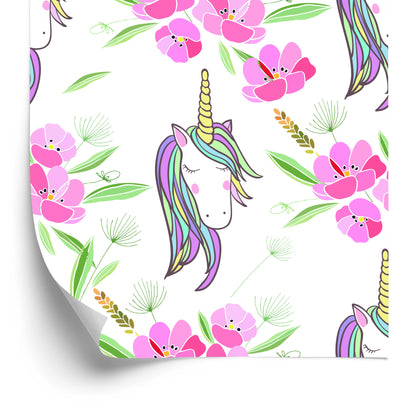 Wallpaper For Children - Sleeping Unicorns On The Background Of Flowers