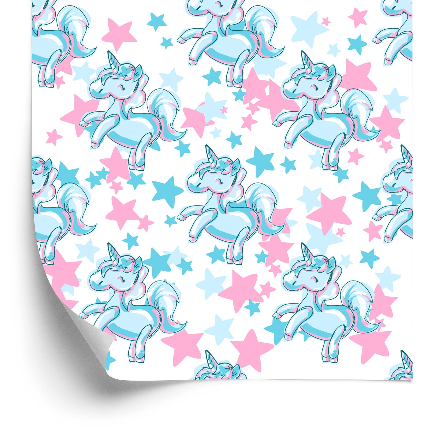 Wallpaper For Children - Smiling Unicorns Against The Background Of The Stars