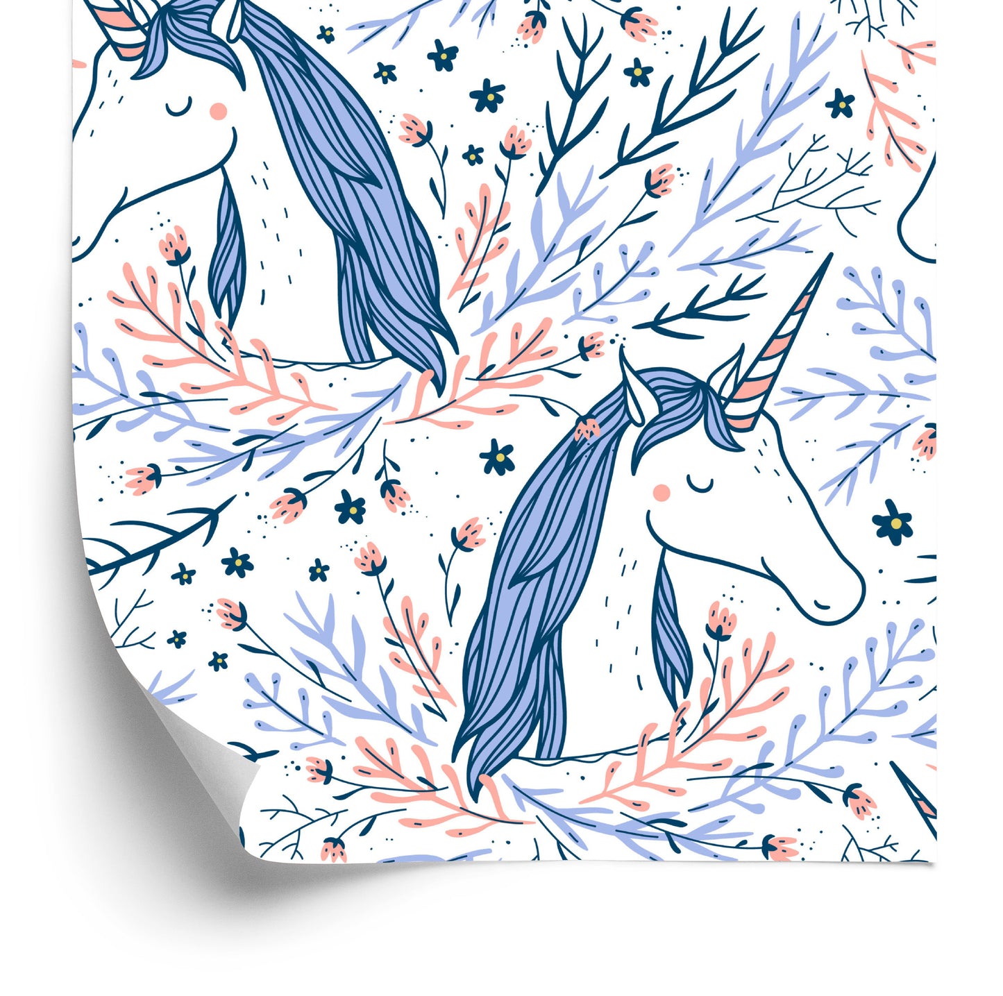Wallpaper For Children - Unicorns On A Scandinavian Style Background