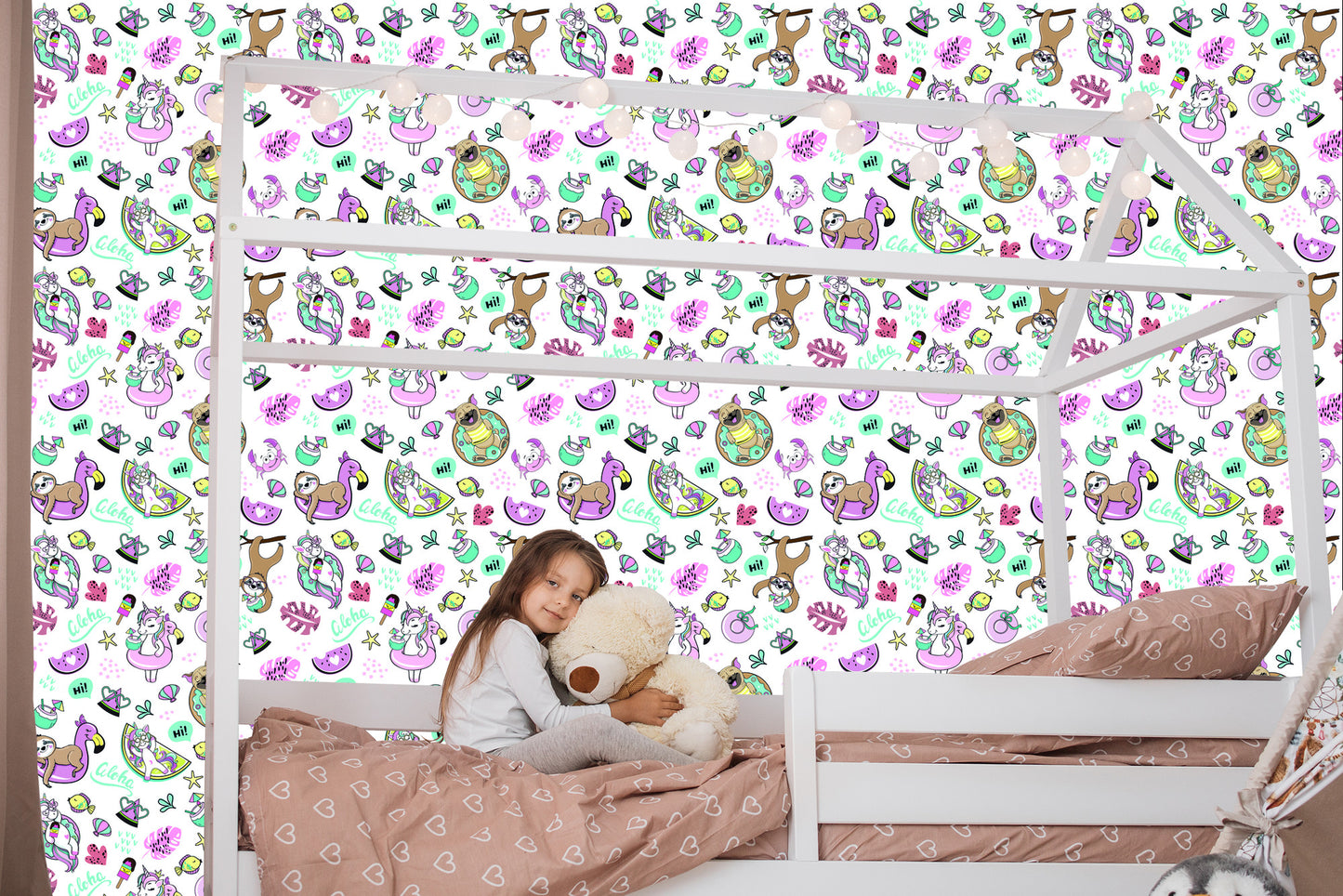 Wallpaper For Children - Unicorns And Friends On Vacation