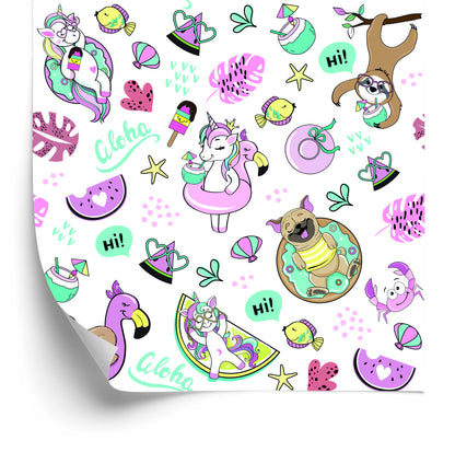 Wallpaper For Children - Unicorns And Friends On Vacation