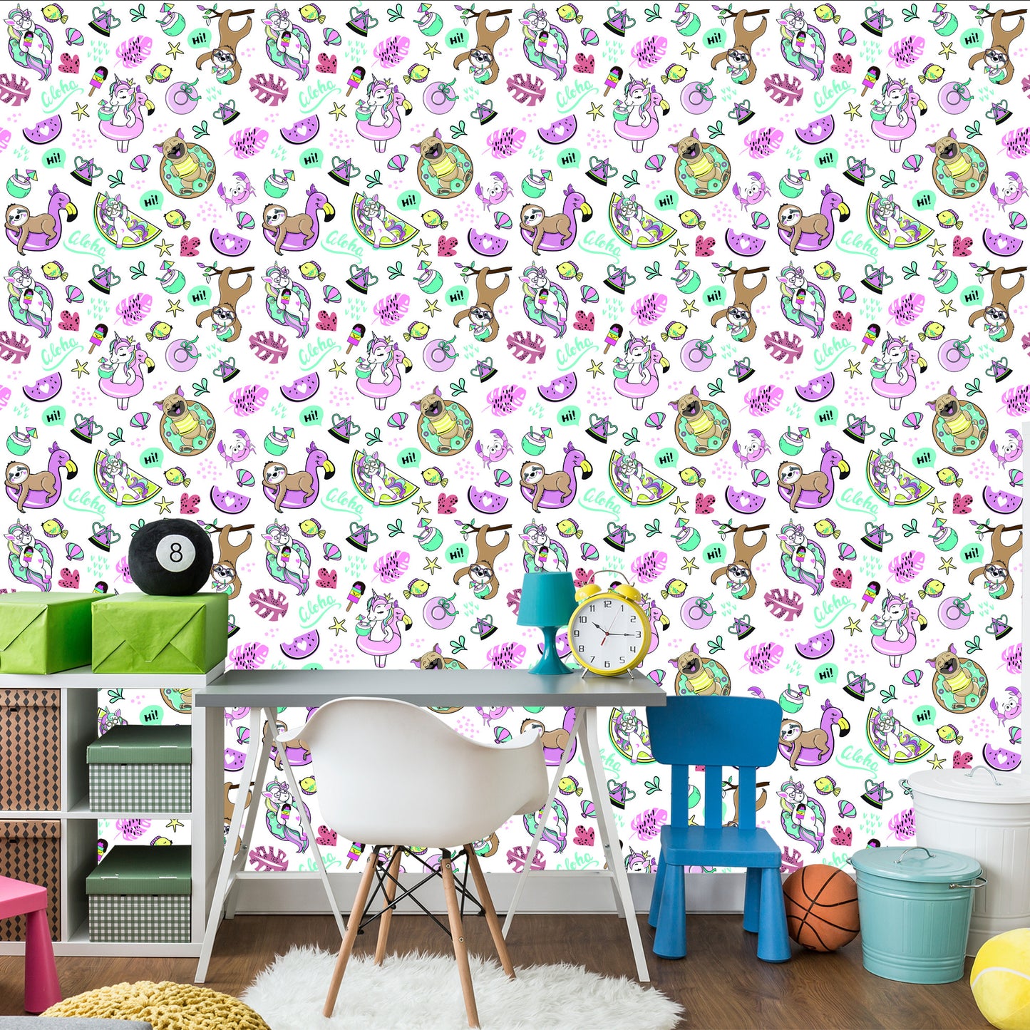 Wallpaper For Children - Unicorns And Friends On Vacation