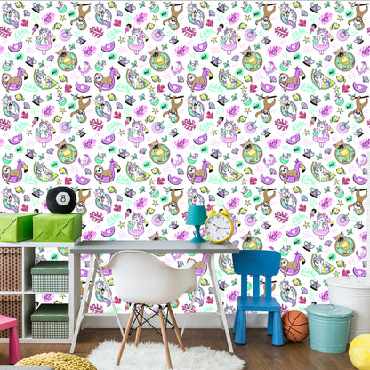 Wallpaper For Children - Unicorns And Friends On Vacation