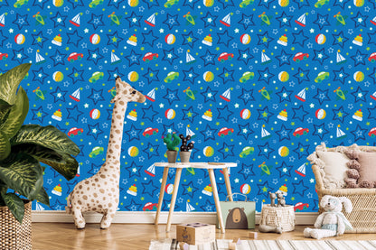 Wallpaper For Children - Colorful Toys And Stars