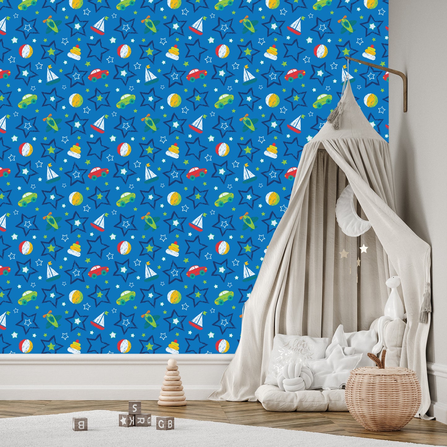Wallpaper For Children - Colorful Toys And Stars