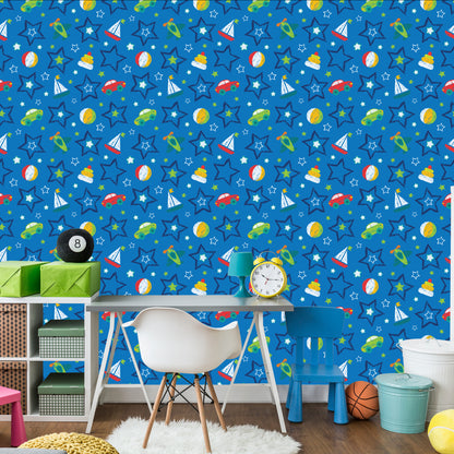 Wallpaper For Children - Colorful Toys And Stars