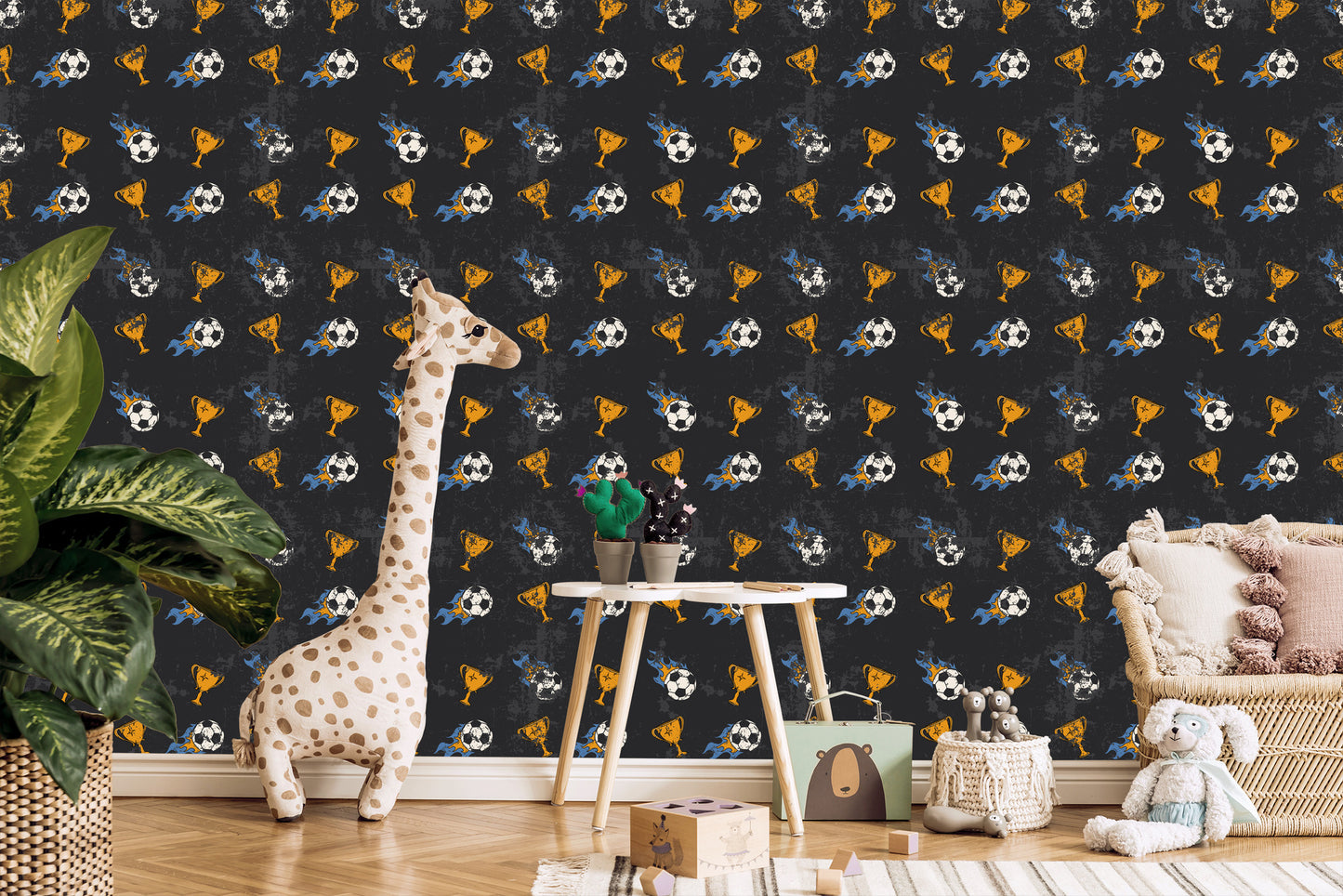 Wallpaper Sport Soccer Ball For Boy's Room