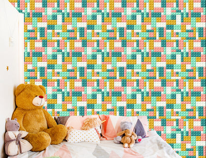 Wallpaper Pastel Blocks For Boy's Room