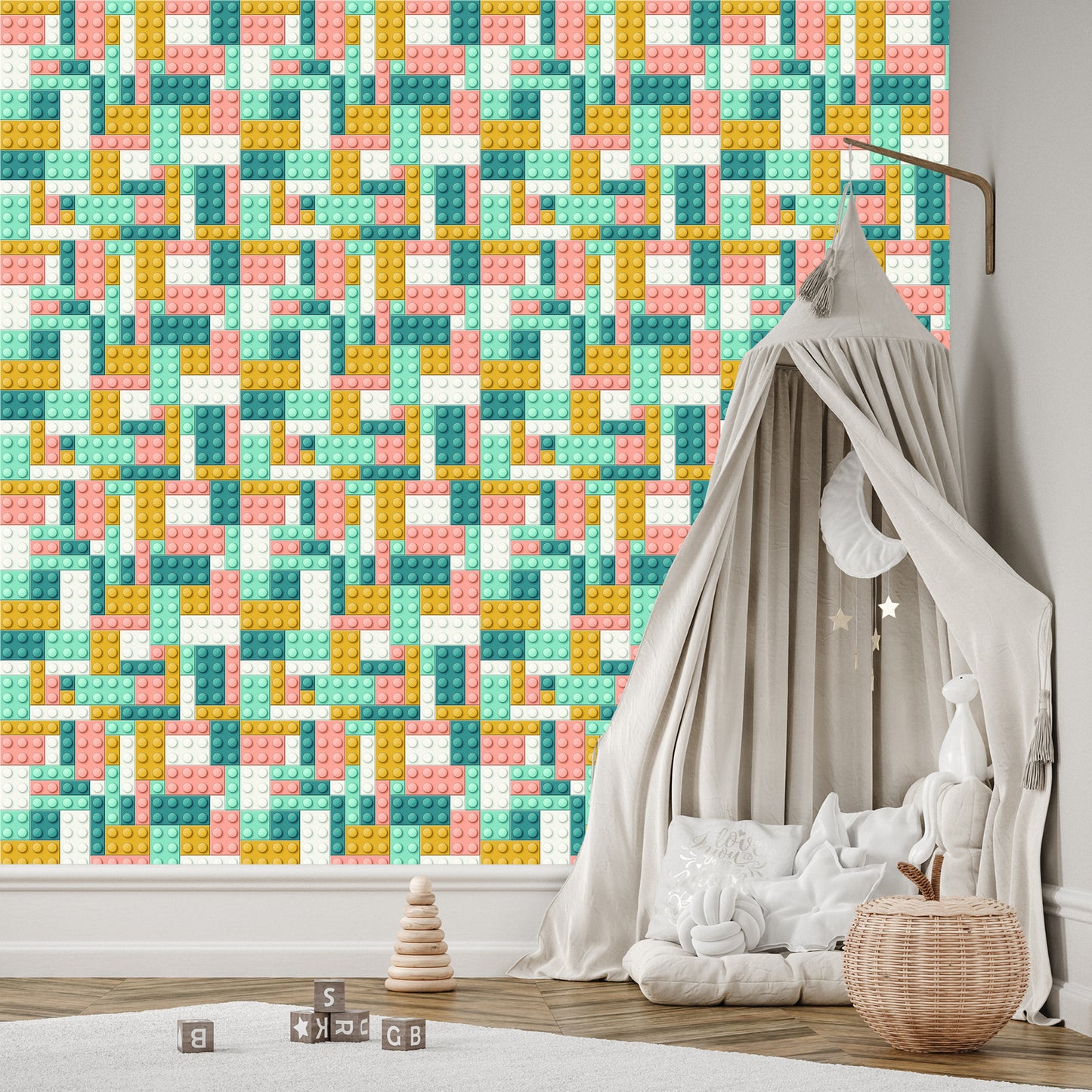 Wallpaper Pastel Blocks For Boy's Room