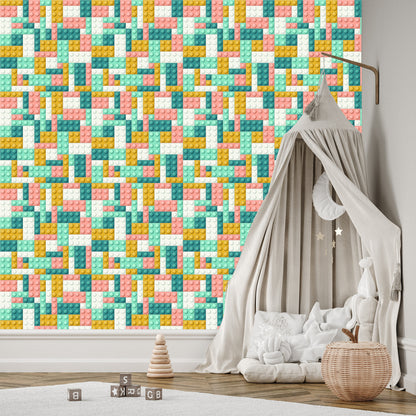 Wallpaper Pastel Blocks For Boy's Room