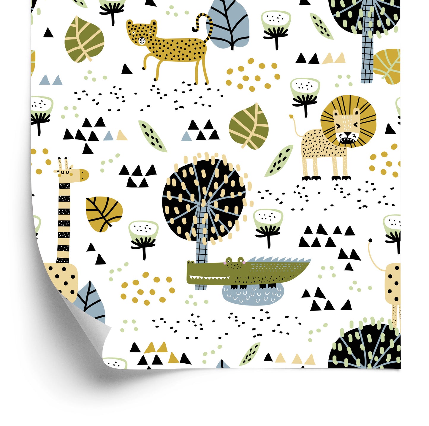Wallpaper Lions Tree Leaves Dots Boy's Room