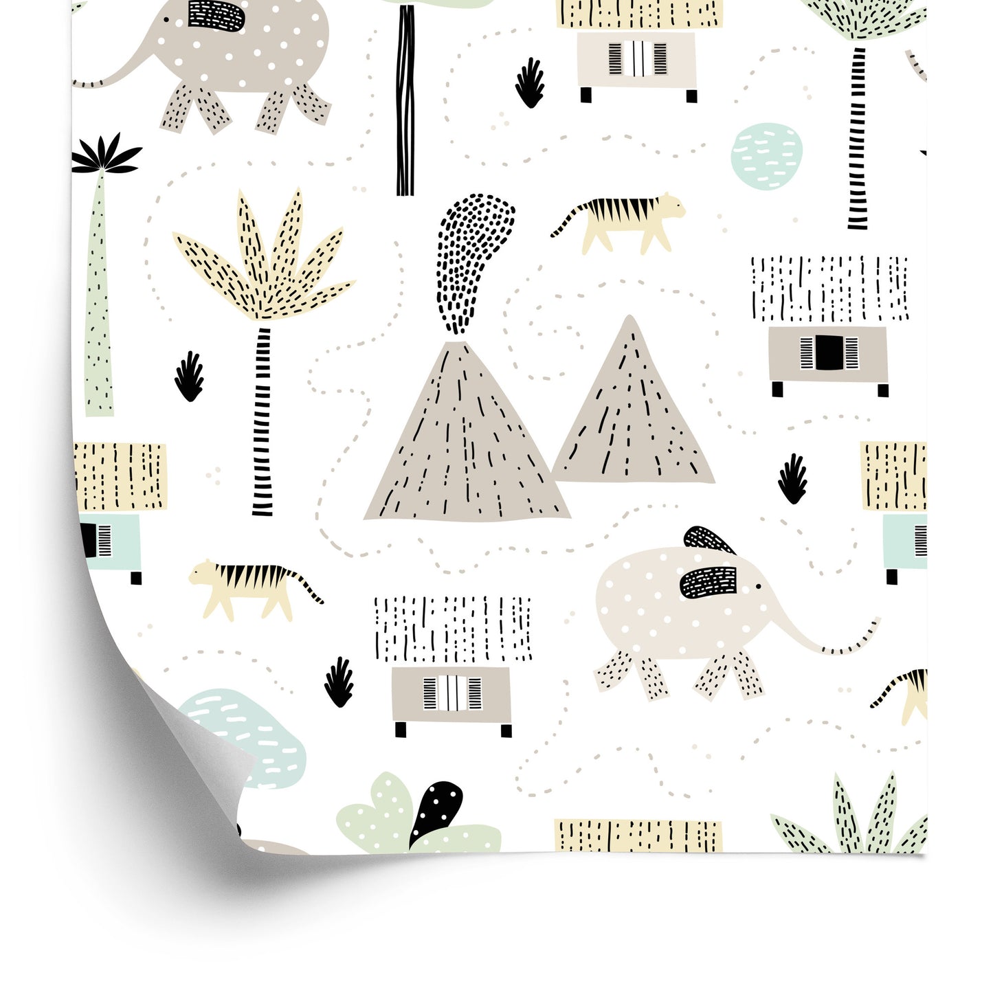 Wallpaper For A Boy, Animals, Palm Trees, Volcano