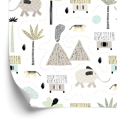 Wallpaper For A Boy, Animals, Palm Trees, Volcano