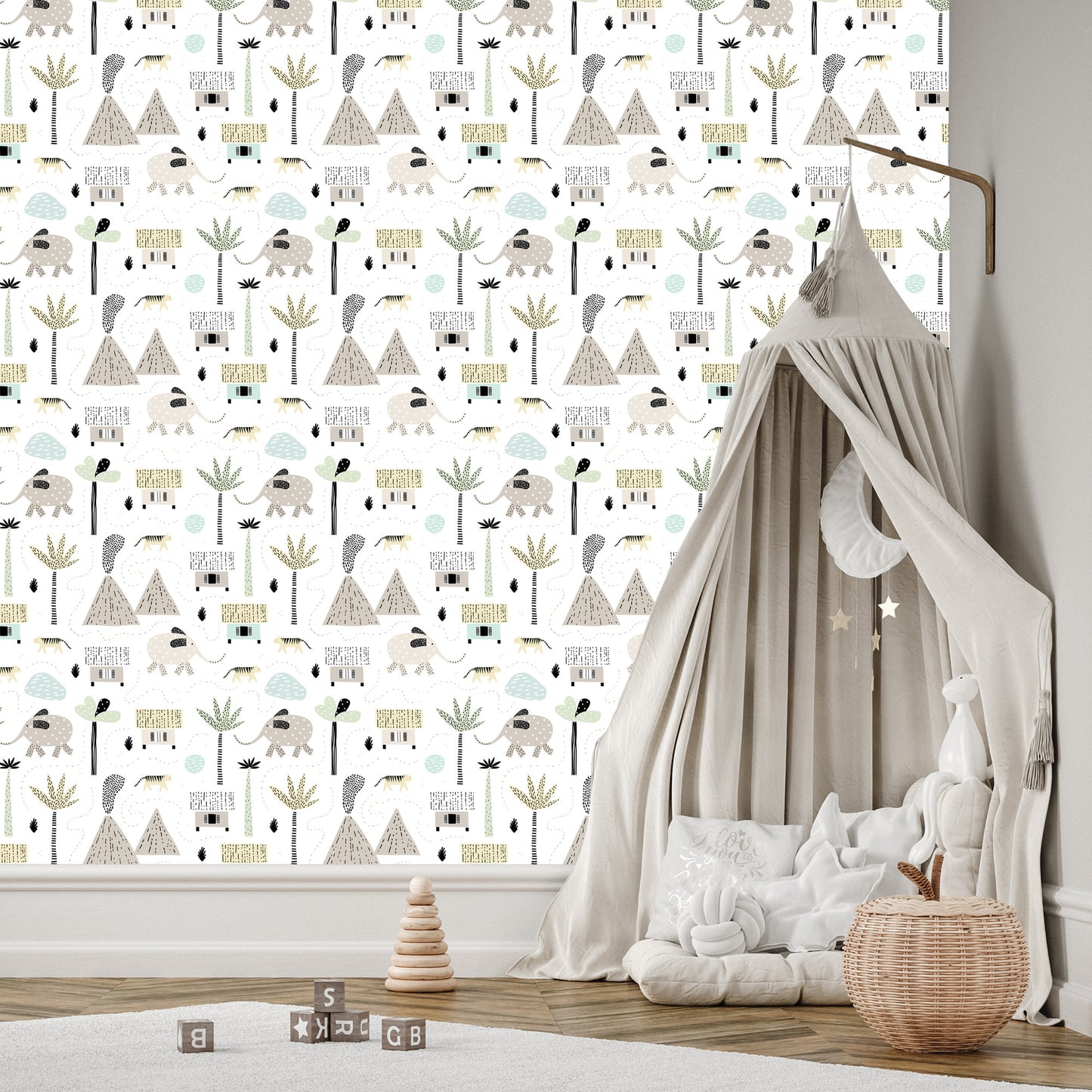 Wallpaper For A Boy, Animals, Palm Trees, Volcano