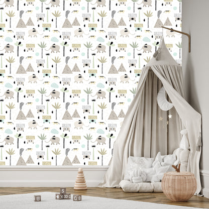 Wallpaper For A Boy, Animals, Palm Trees, Volcano