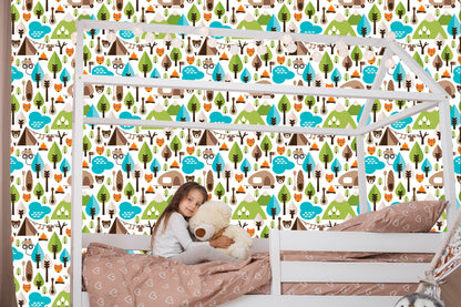 Wallpaper Trees Green Fox Top For Boy's Room