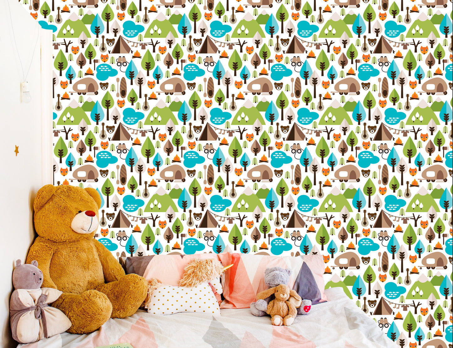 Wallpaper Trees Green Fox Top For Boy's Room