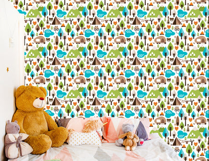 Wallpaper Trees Green Fox Top For Boy's Room