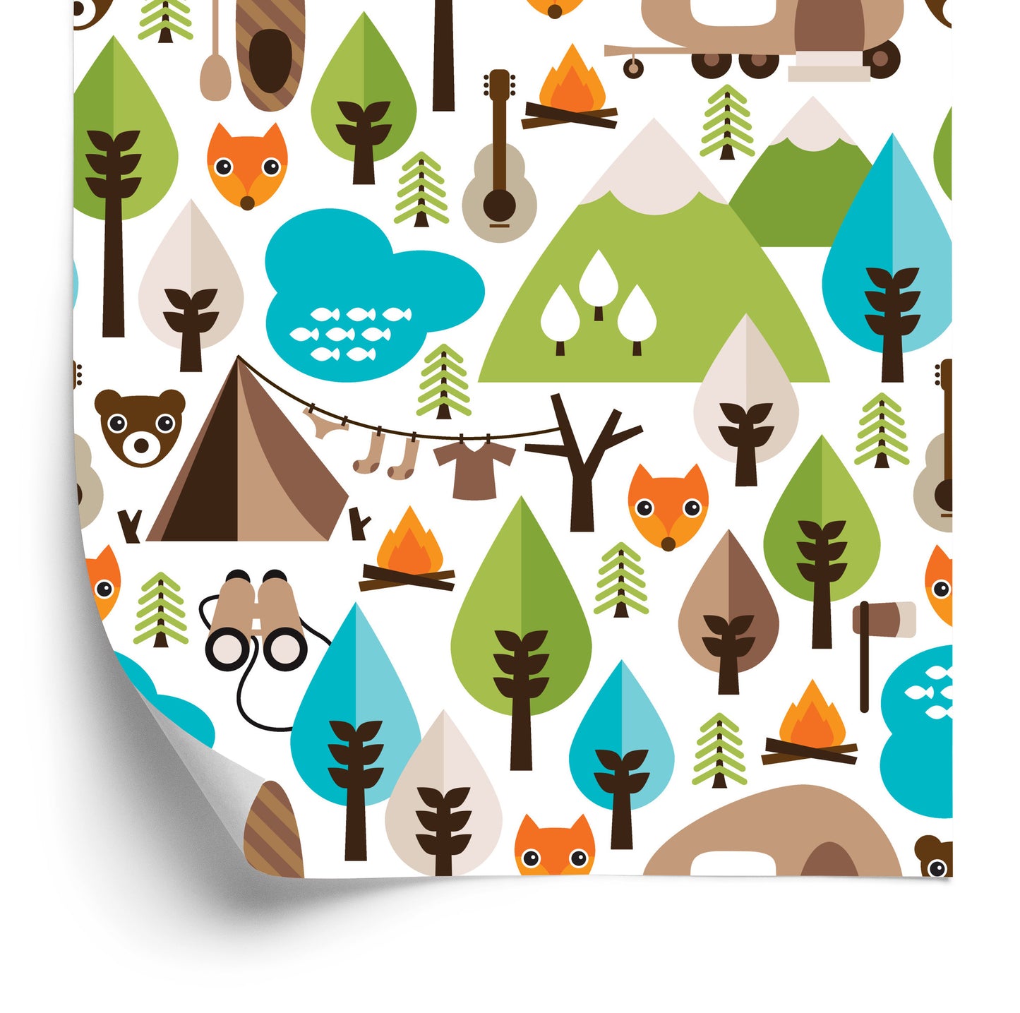 Wallpaper Trees Green Fox Top For Boy's Room