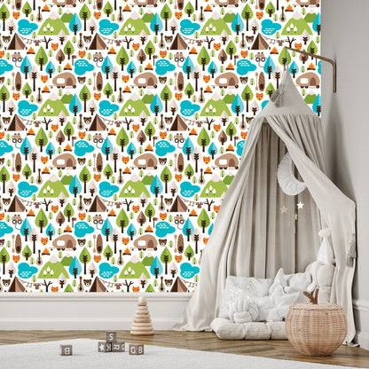Wallpaper Trees Green Fox Top For Boy's Room