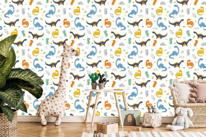 Wallpaper For Boy's Room Dinosaurs Flowers