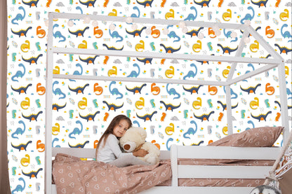 Wallpaper For Boy's Room Dinosaurs Flowers